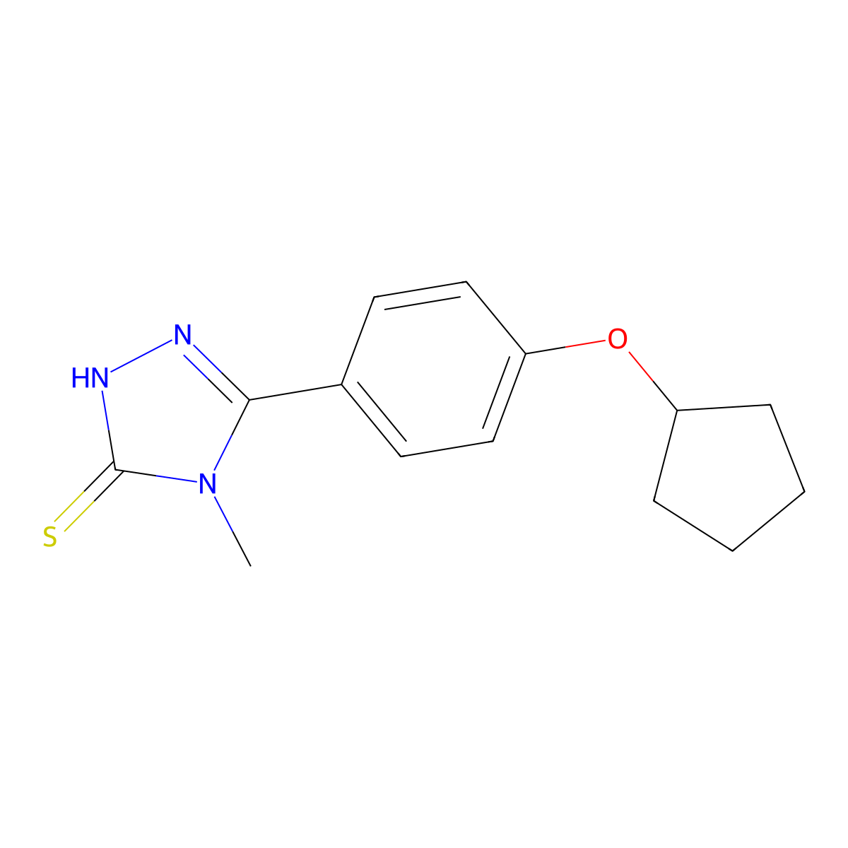 5-[4-(cyclopentyloxy)phenyl]-4-methyl-4H-1,2,4-triazole-3-thiol molecular structure, CAS 861433-17-2