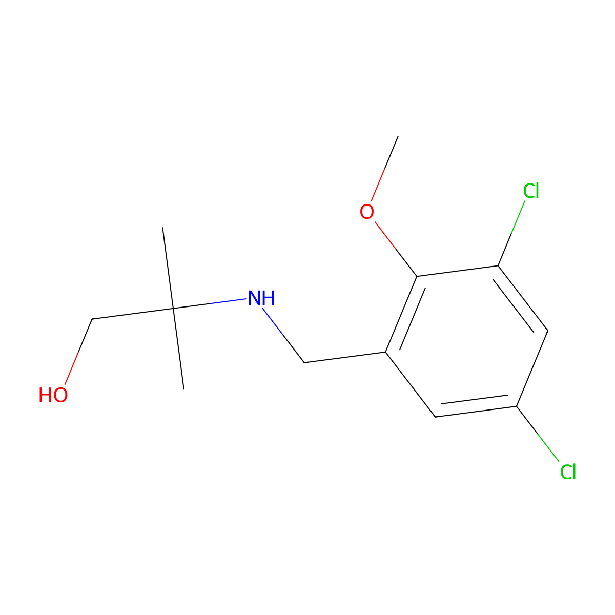 2-[(3,5-Dichloro-2-methoxybenzyl)amino]-2-methylpropan-1-ol molecular structure, CAS 861434-45-9