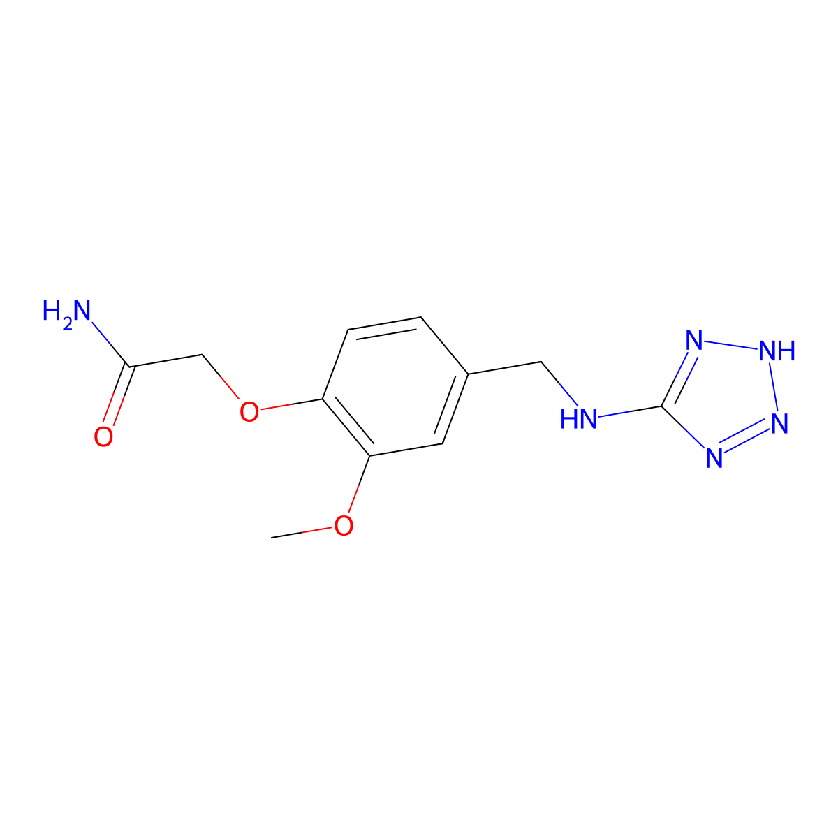 2-[2-methoxy-4-[(2H-tetrazol-5-ylamino)methyl]phenoxy]acetamide molecular structure, CAS 861434-53-9
