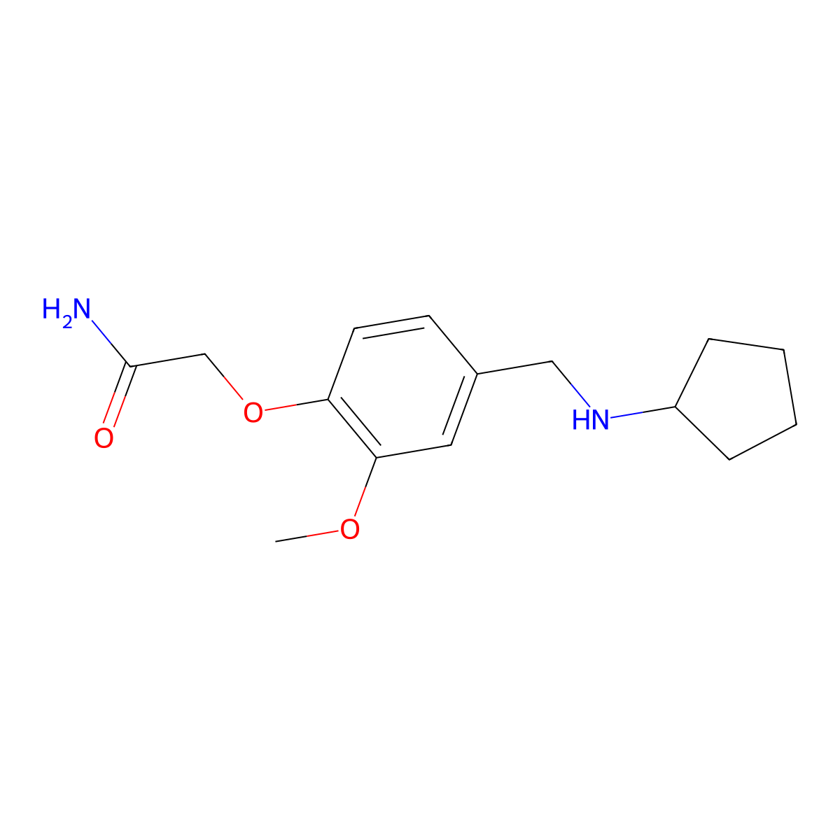 2-{4-[(Cyclopentylamino)methyl]-2-methoxyphenoxy}acetamide molecular structure, CAS 861434-80-2