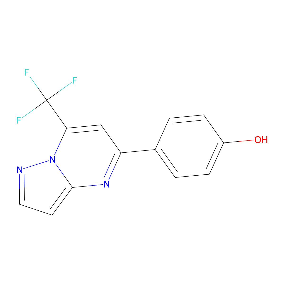 4-(7-Trifluoromethyl-pyrazolo[1,5-a]pyrimidin-5-yl)-phenol molecular structure, CAS 861435-10-1