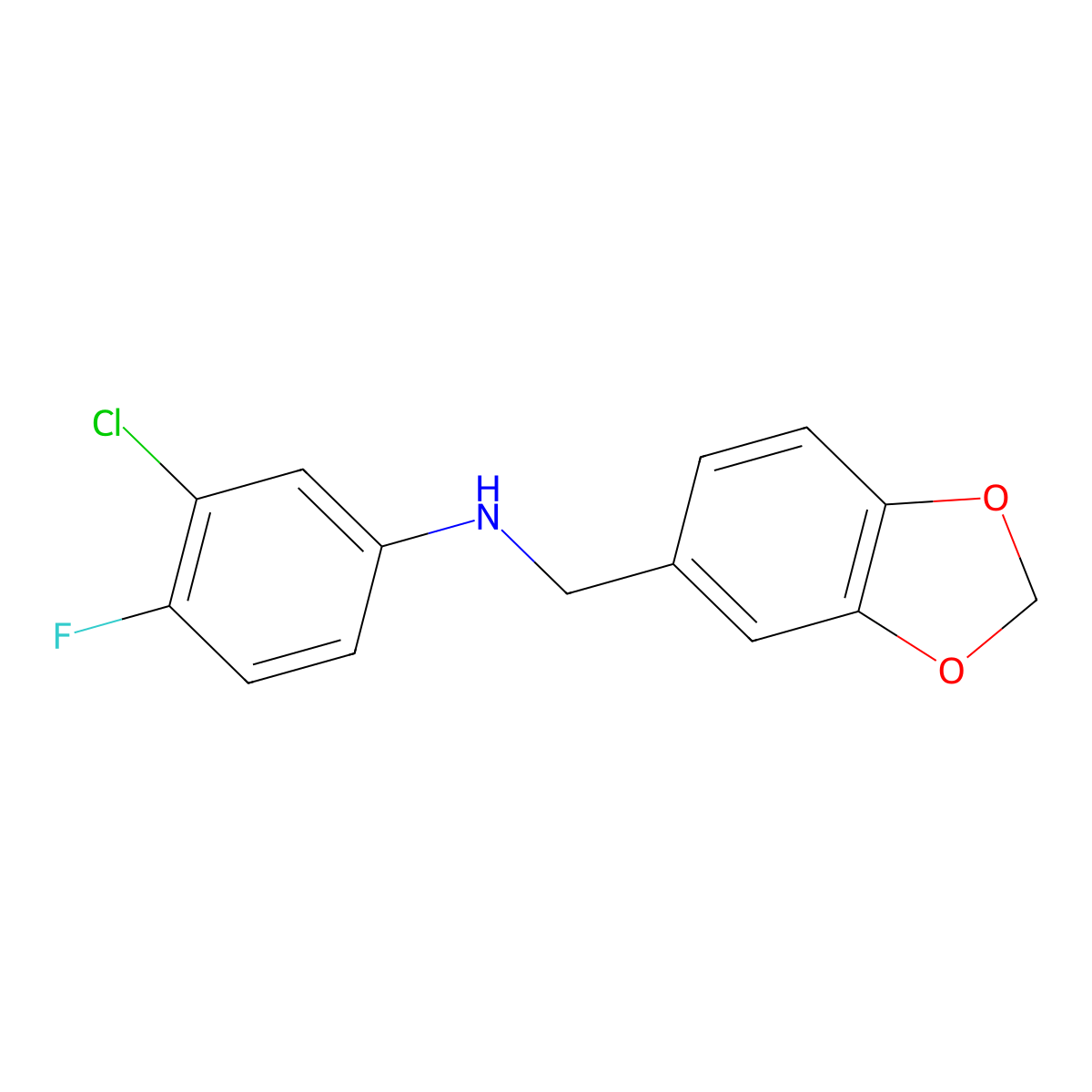 N-(1,3-benzodioxol-5-ylmethyl)-3-chloro-4-fluoroaniline molecular structure, CAS 861435-36-1