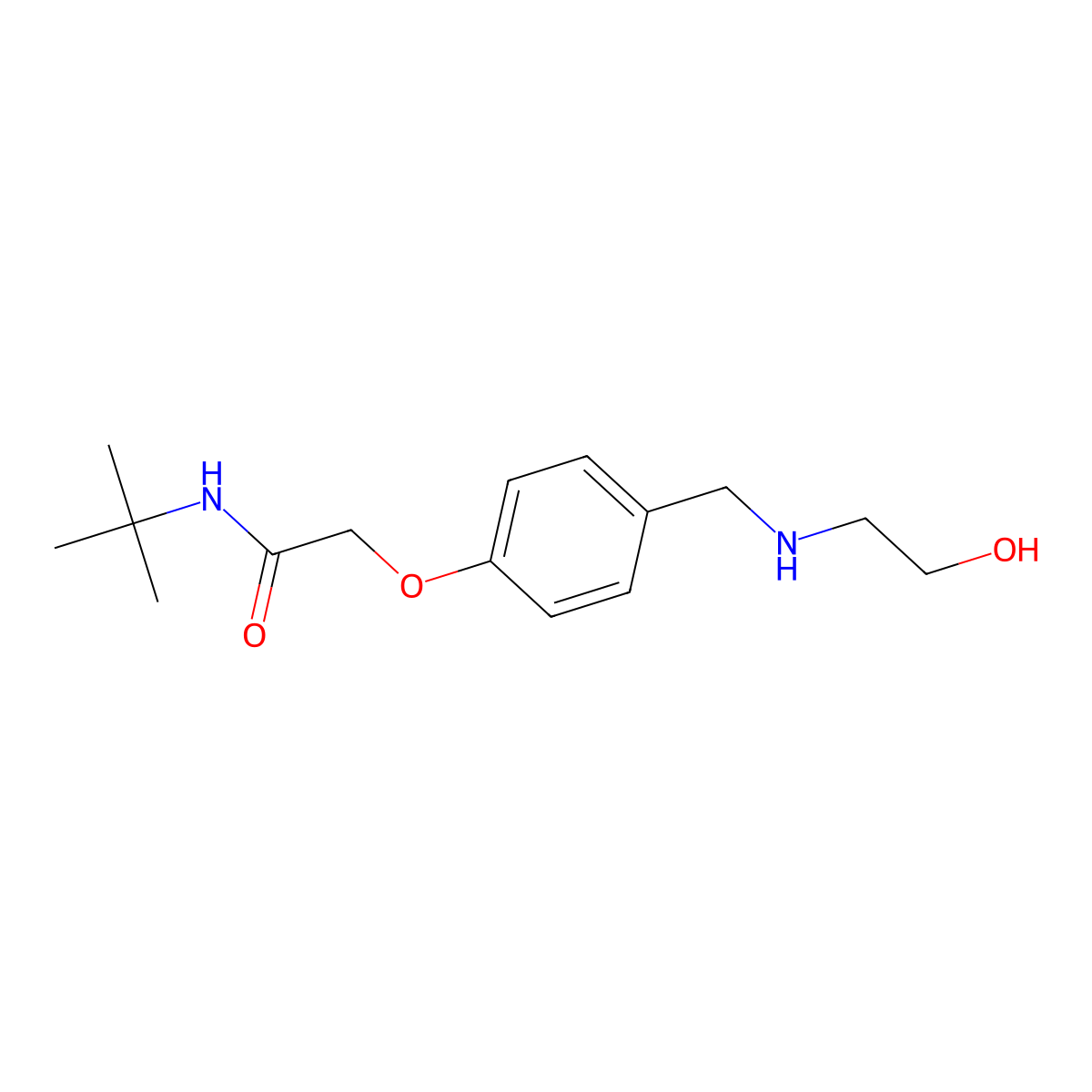 N-tert-butyl-2-[4-[(2-hydroxyethylamino)methyl]phenoxy]acetamide molecular structure, CAS 861438-40-6