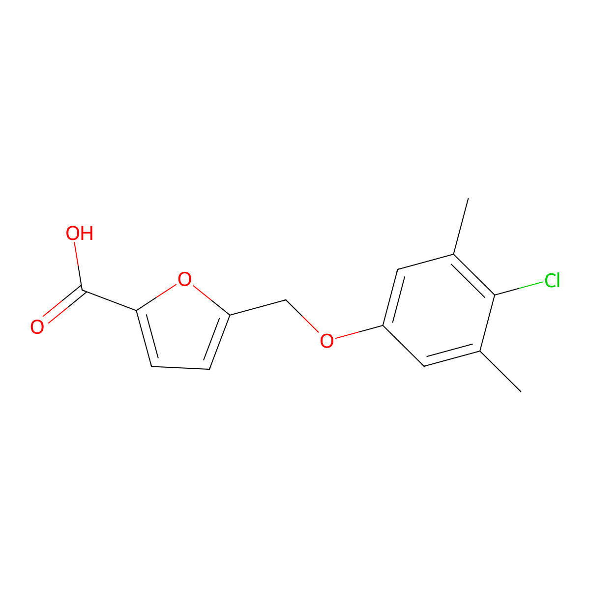 5-[(4-Chloro-3,5-dimethylphenoxy)methyl]furan-2-carboxylic acid molecular structure, CAS 861438-59-7