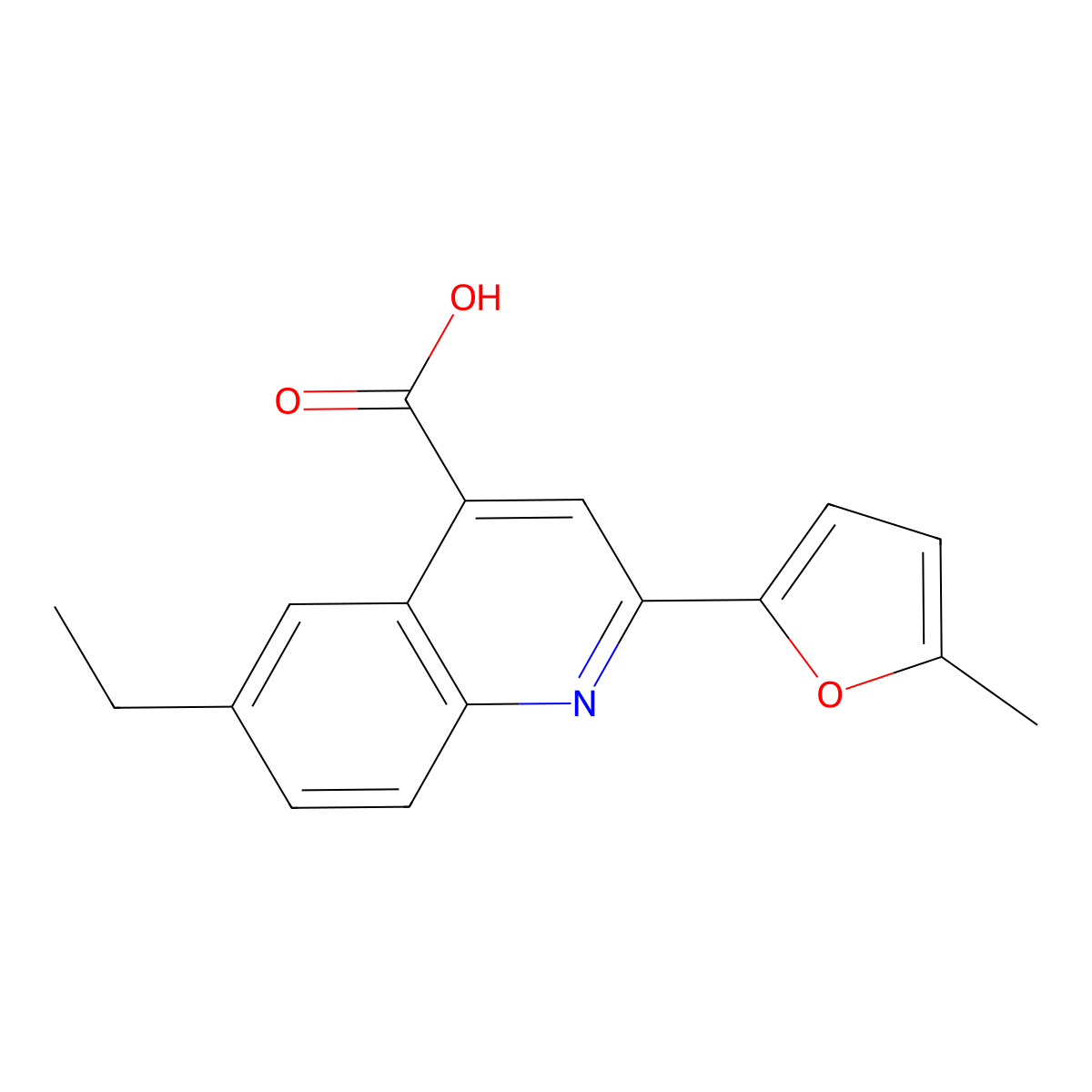 6-Ethyl-2-(5-methyl-2-furyl)quinoline-4-carboxylic acid molecular structure, CAS 861438-88-2