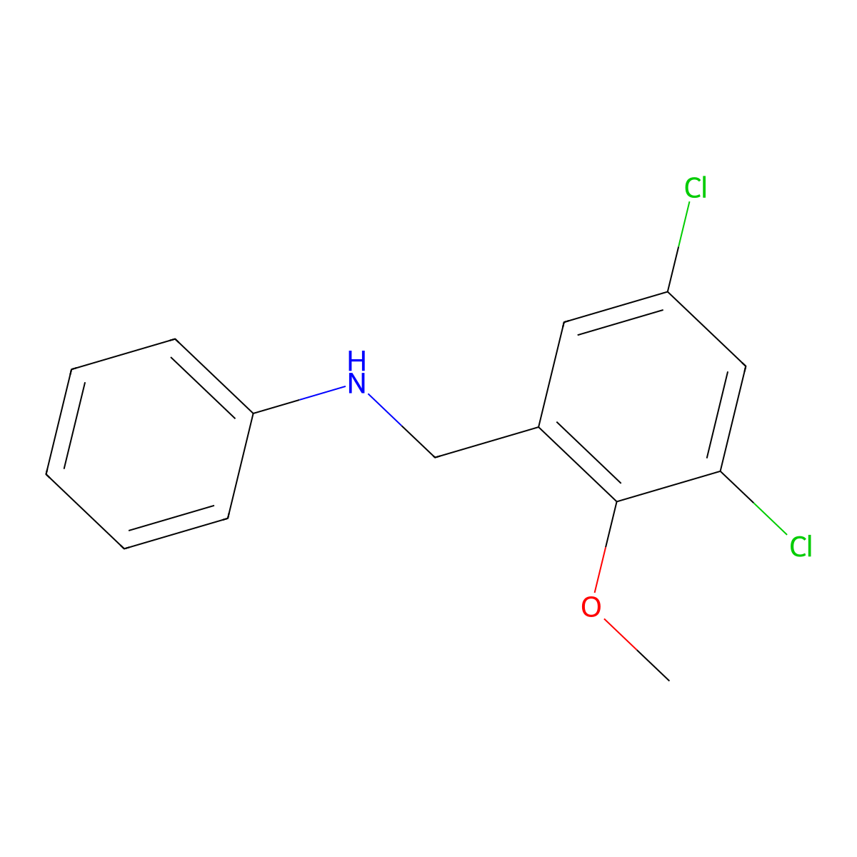 3,5-Dichloro-2-methoxy-N-phenylbenzenemethanamine molecular structure, CAS 861439-43-2