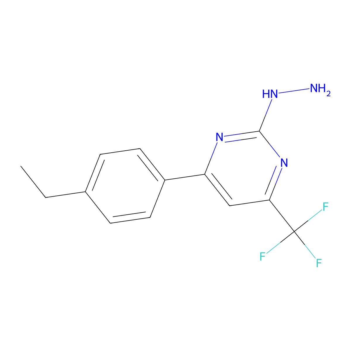 4-(4-Ethylphenyl)-2-hydrazino-6-(trifluoromethyl)-pyrimidine molecular structure, CAS 861439-49-8
