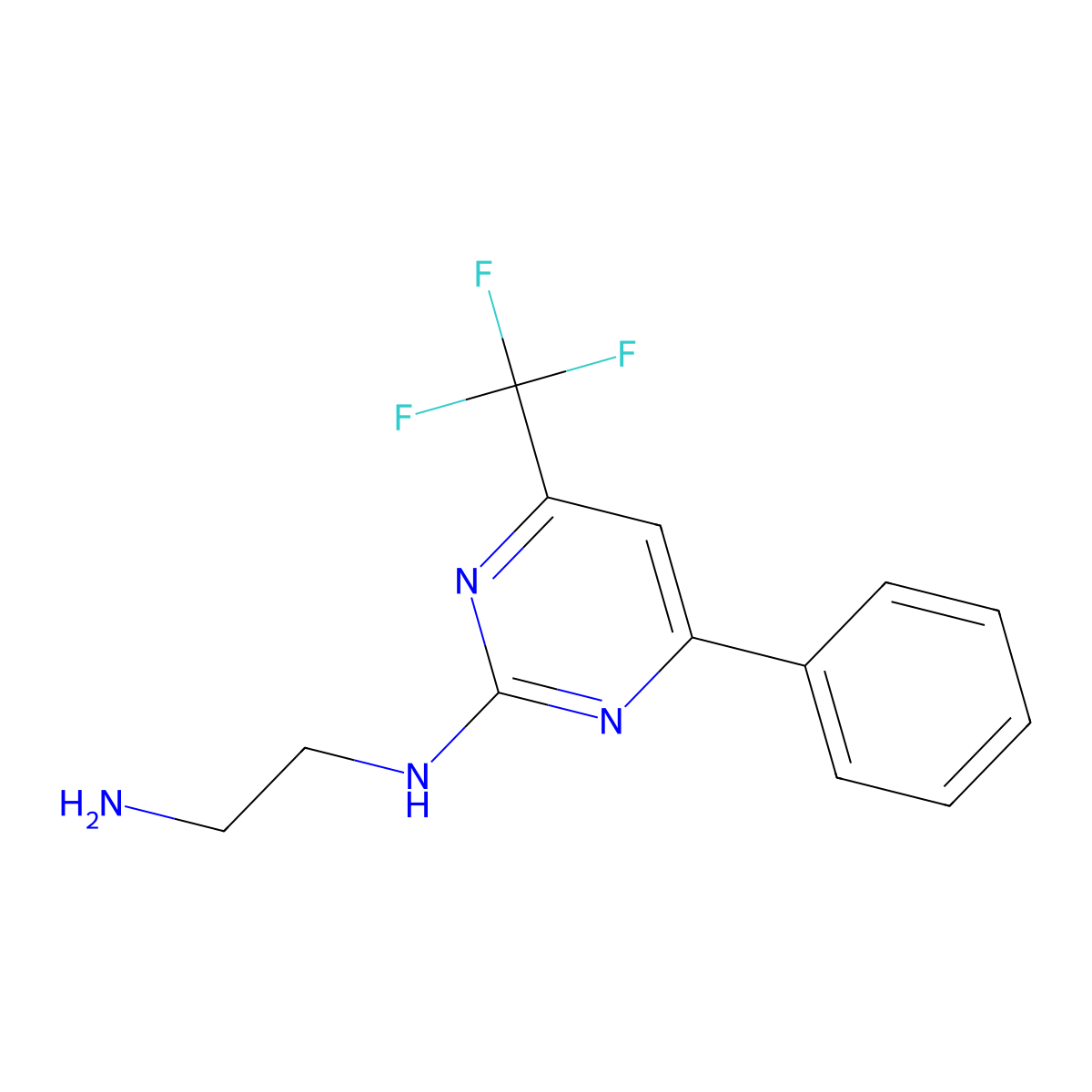 N-[4-phenyl-6-(trifluoromethyl)pyrimidin-2-yl]ethane-1,2-diamine molecular structure, CAS 861439-50-1