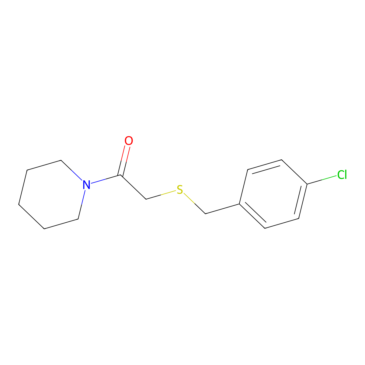 2-{[(4-Chlorophenyl)methyl]sulfanyl}-1-(piperidin-1-yl)ethan-1-one molecular structure, CAS 861440-81-5