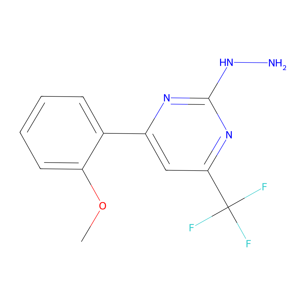 2-Hydrazino-4-(2-methoxyphenyl)-6-(trifluoromethyl)pyrimidine molecular structure, CAS 861440-88-2