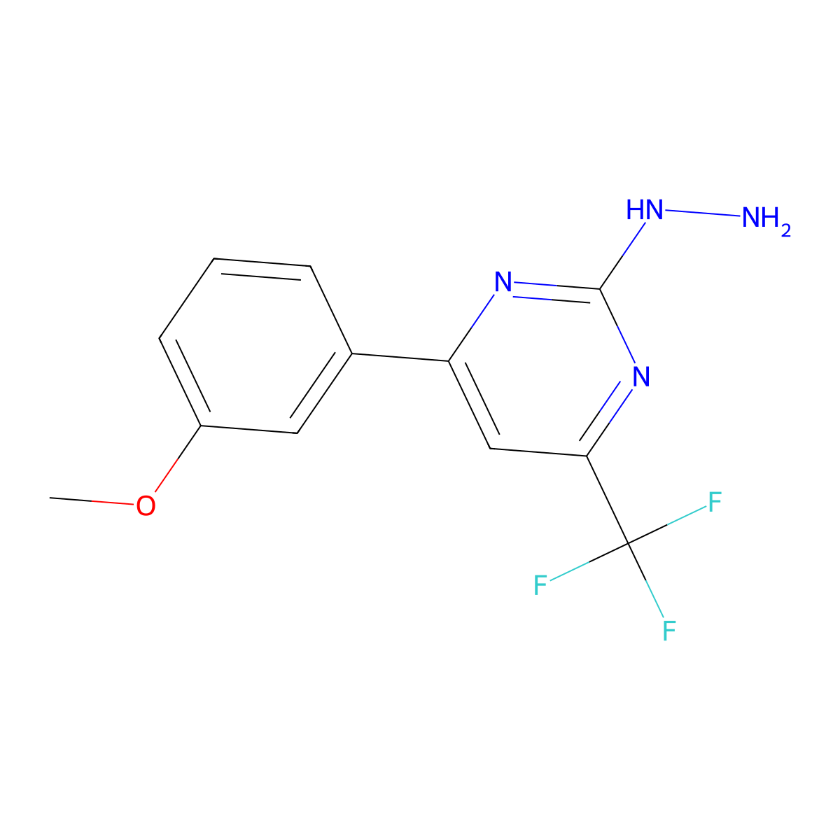 2-Hydrazinyl-4-(3-methoxyphenyl)-6-(trifluoromethyl)pyrimidine molecular structure, CAS 861440-89-3