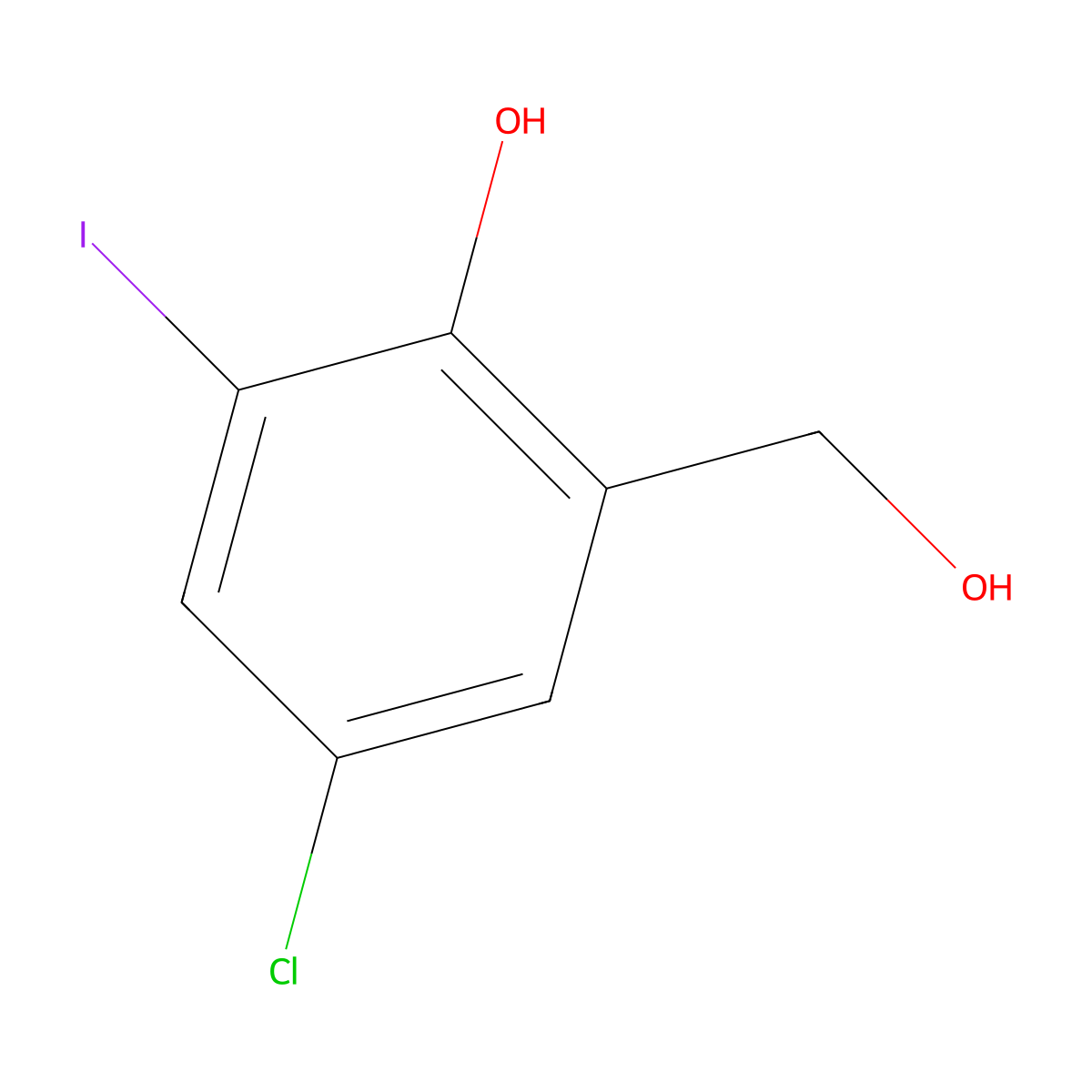 4-Chloro-2-(hydroxymethyl)-6-iodophenol molecular structure, CAS 861442-04-8
