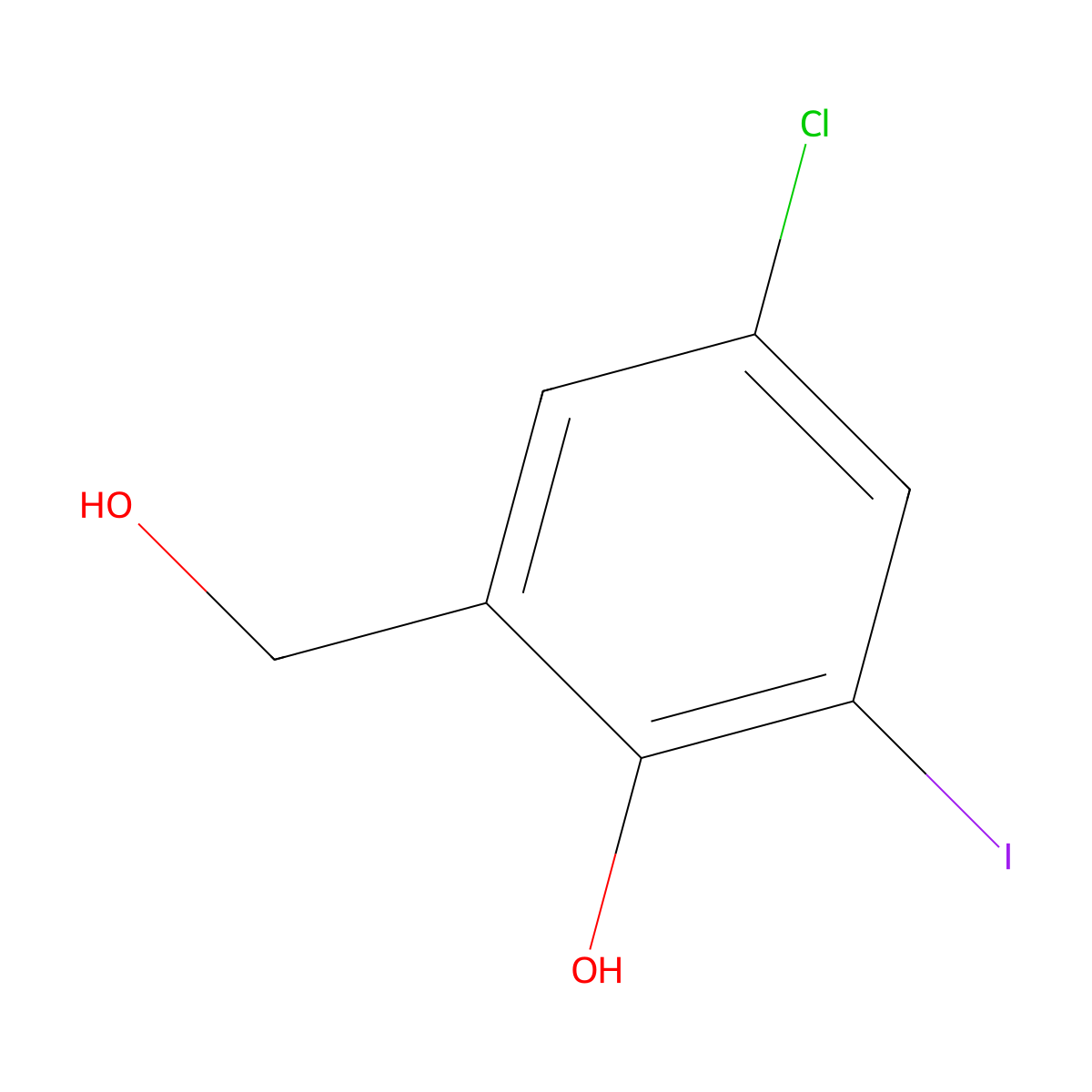 4-Chloro-2-(hydroxymethyl)-6-iodophenol molecular structure, CAS 861442-04-8