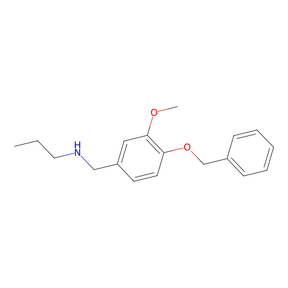 {[4-(Benzyloxy)-3-methoxyphenyl]methyl}(propyl)amine molecular structure, CAS 861442-63-9