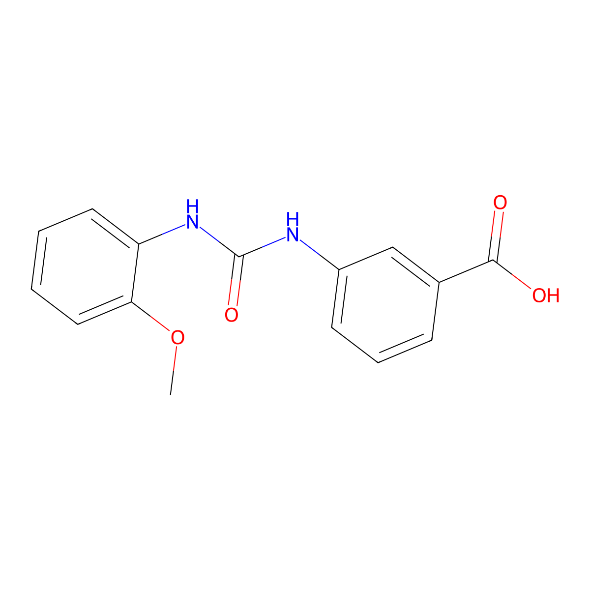 3-({[(2-Methoxyphenyl)amino]carbonyl}amino)benzoic acid molecular structure, CAS 861442-95-7