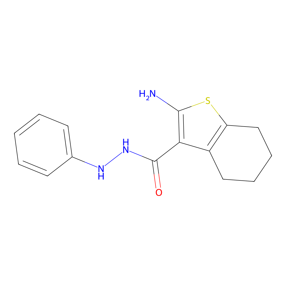 2-amino-N'-phenyl-4,5,6,7-tetrahydro-1-benzothiophene-3-carbohydrazide molecular structure, CAS 861444-02-2