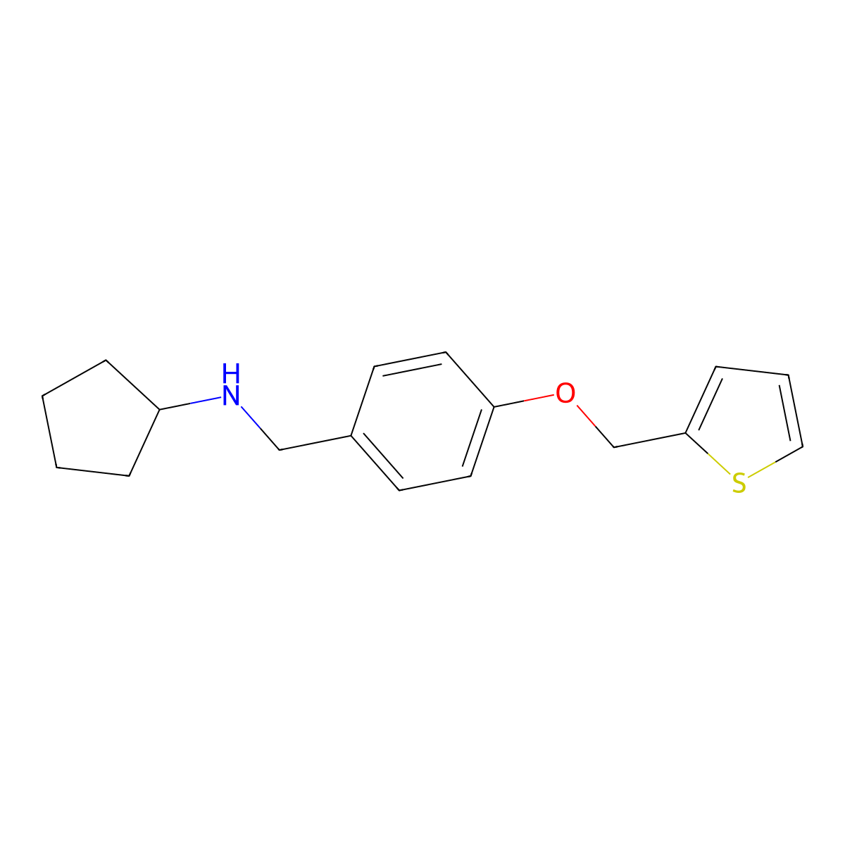 N-cyclopentyl-N-[4-(2-thienylmethoxy)benzyl]amine molecular structure, CAS 861444-08-8