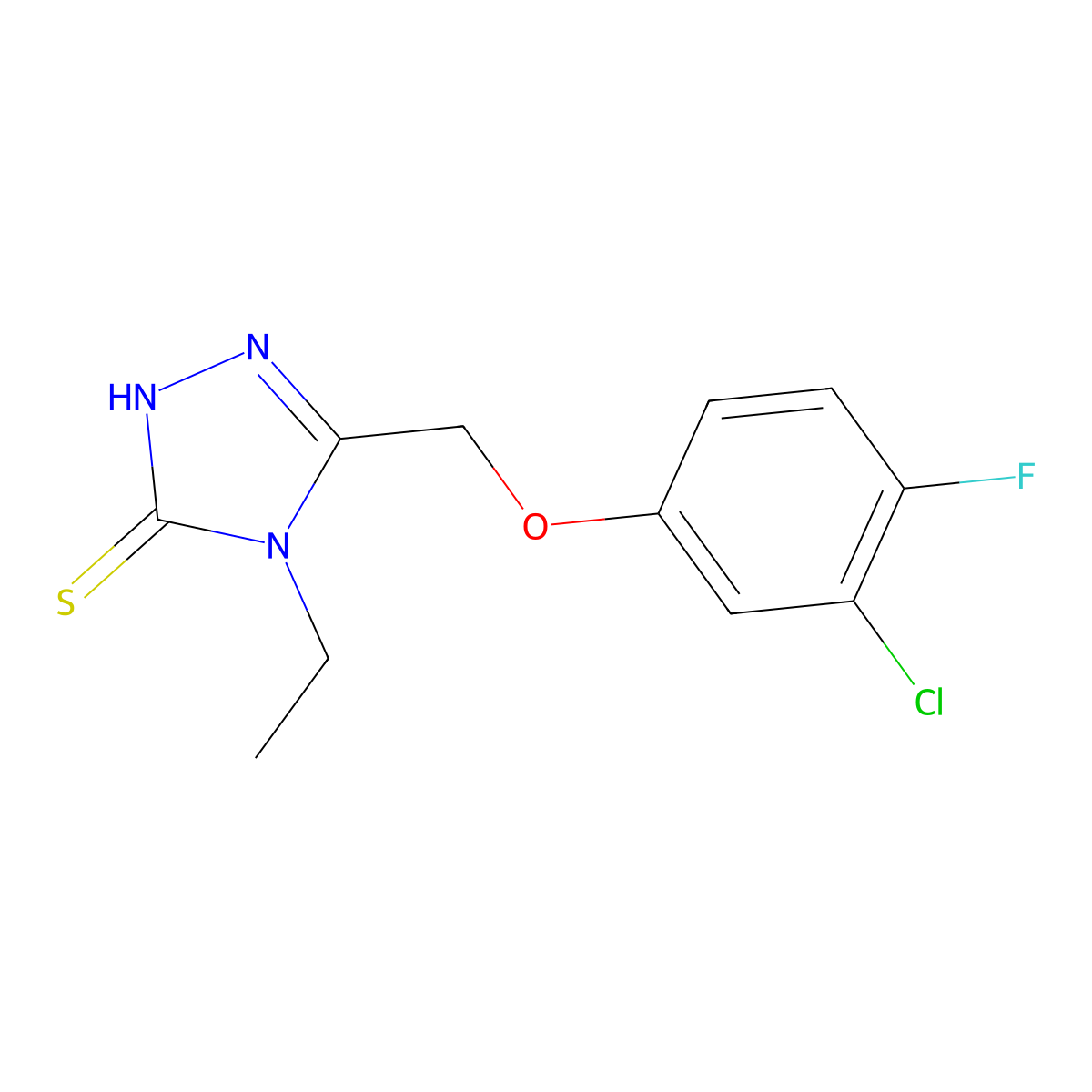 5-[(3-chloro-4-fluorophenoxy)methyl]-4-ethyl-4H-1,2,4-triazole-3-thiol molecular structure, CAS 861444-14-6
