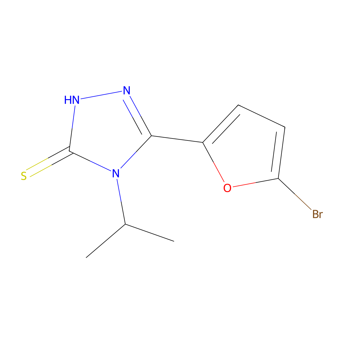 5-(5-bromo-2-furyl)-4-isopropyl-4H-1,2,4-triazole-3-thiol molecular structure, CAS 861444-27-1