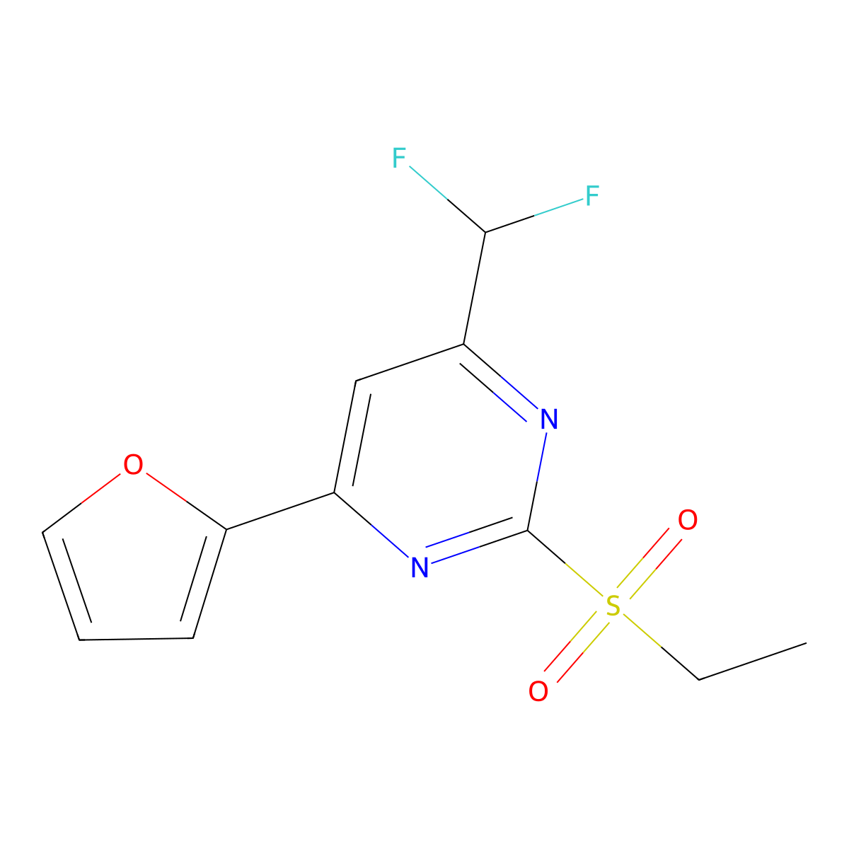 4-(Difluoromethyl)-2-(ethylsulfonyl)-6-(furan-2-yl)pyrimidine molecular structure, CAS 861444-35-1