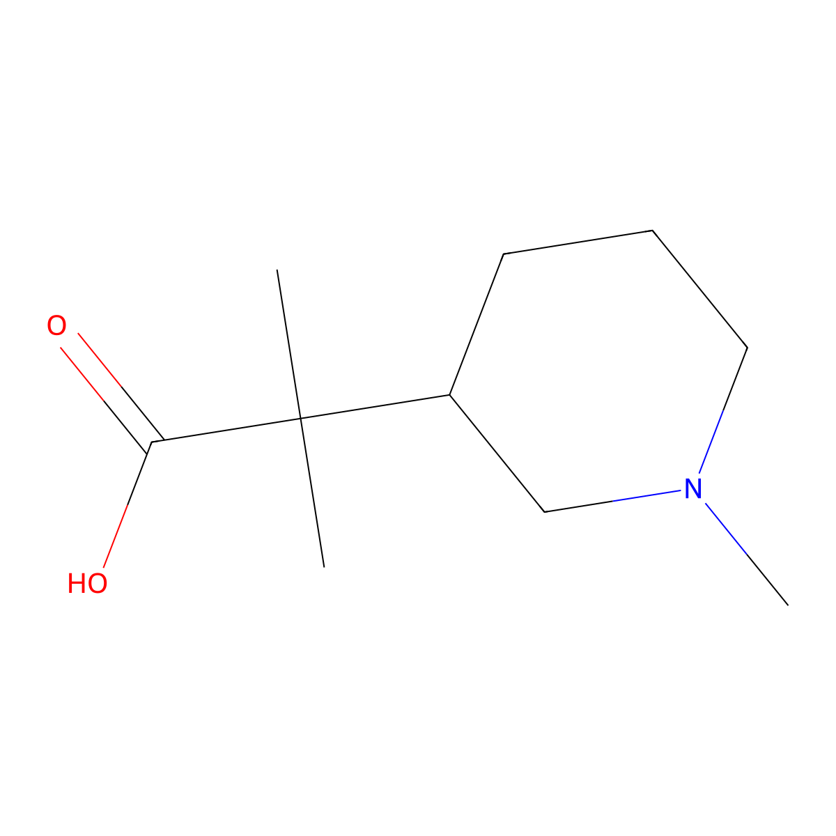 2-Methyl-2-(1-methylpiperidin-3-yl)propanoic acid molecular structure, CAS 861444-88-4