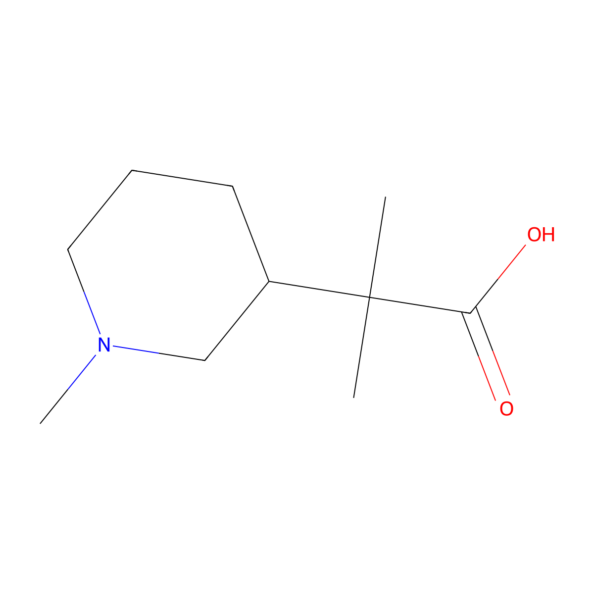 2-Methyl-2-(1-methylpiperidin-3-yl)propanoic acid molecular structure, CAS 861444-88-4