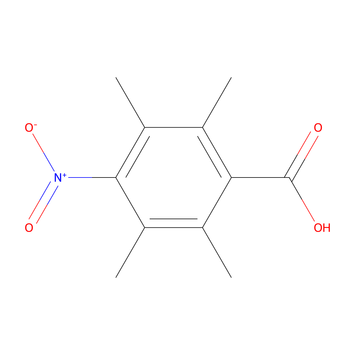 2,3,5,6-Tetramethyl-4-nitrobenzoic acid molecular structure, CAS 86145-89-3