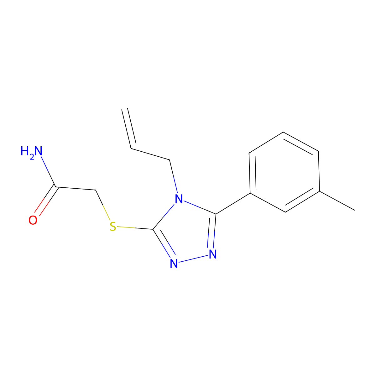 2-[[5-(3-Methylphenyl)-4-prop-2-enyl-1,2,4-triazol-3-yl]sulfanyl]acetamide molecular structure, CAS 861451-45-8