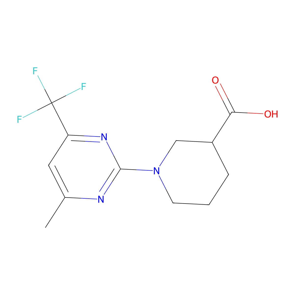 1-[4-Methyl-6-(trifluoromethyl)pyrimidin-2-yl]piperidine-3-carboxylic acid molecular structure, CAS 861451-76-5