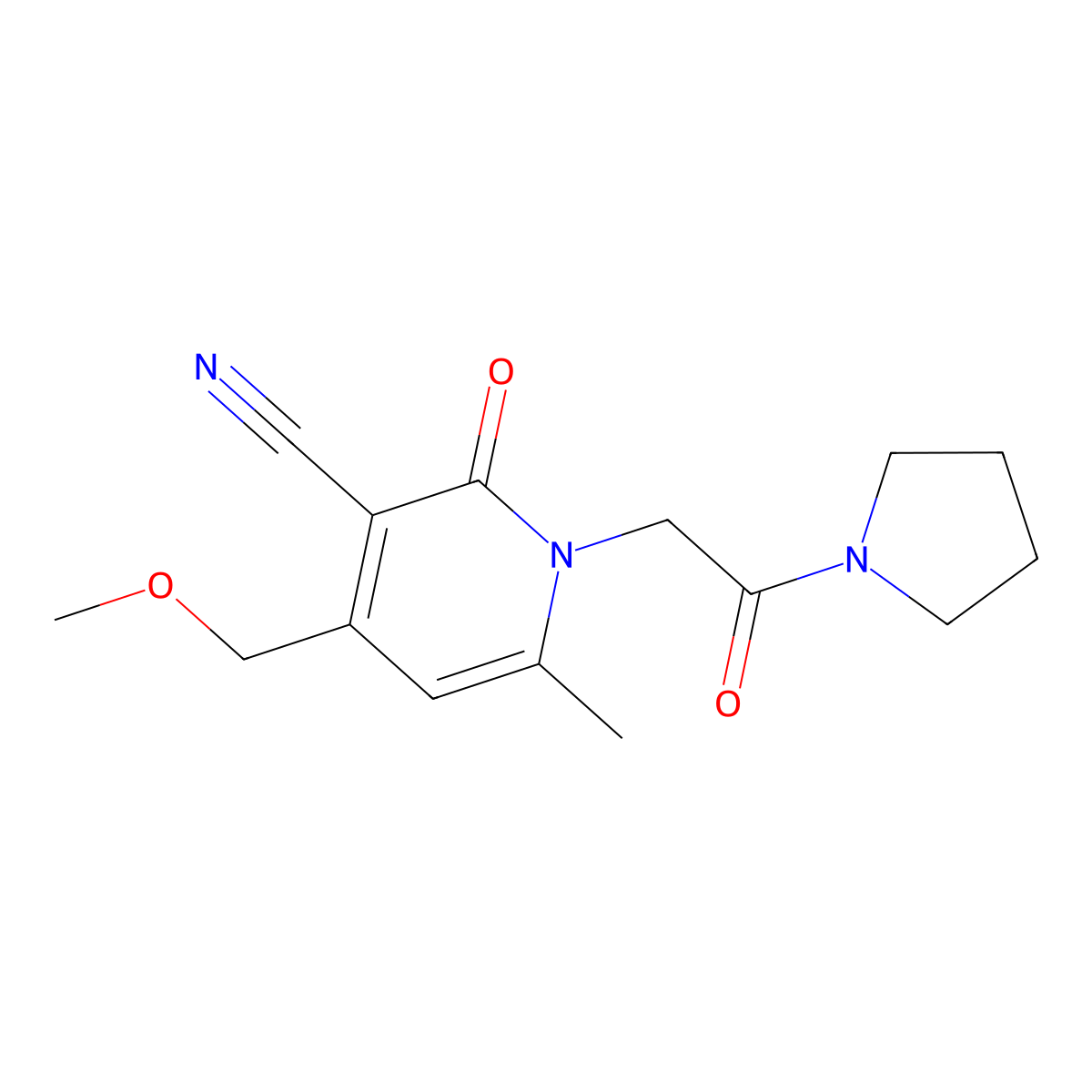 4-(Methoxymethyl)-6-methyl-2-oxo-1-(2-oxo-2-pyrrolidin-1-ylethyl)pyridine-3-carbonitrile molecular structure, CAS 861451-86-7