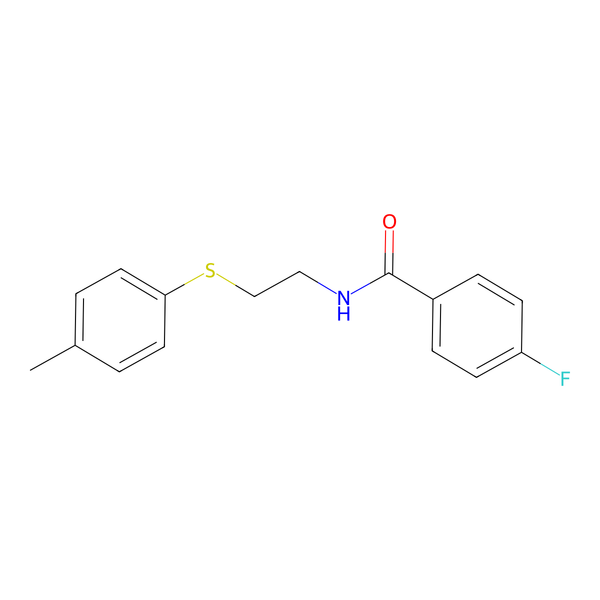 4-fluoro-N-[2-(4-methylphenyl)sulfanylethyl]benzamide molecular structure, CAS 861452-10-0