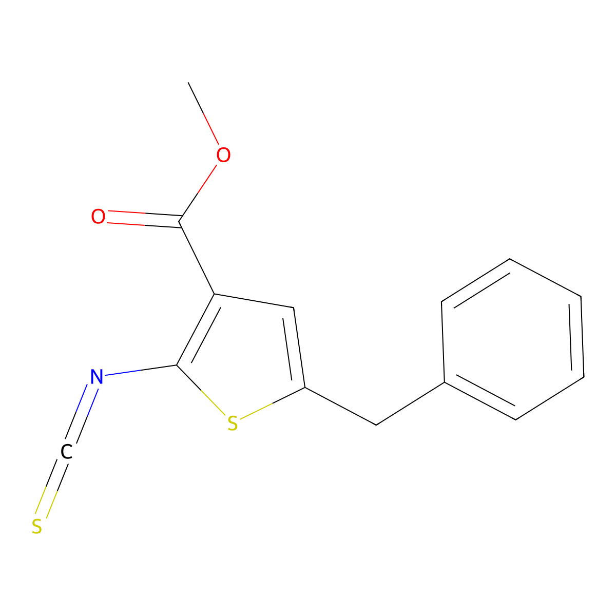 Methyl 5-benzyl-2-isothiocyanatothiophene-3-carboxylate molecular structure, CAS 861452-15-5