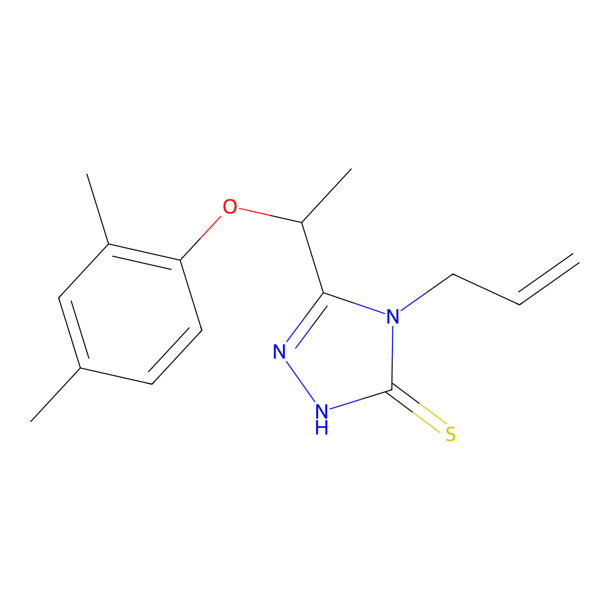 4-allyl-5-[1-(2,4-dimethylphenoxy)ethyl]-4H-1,2,4-triazole-3-thiol molecular structure, CAS 861452-32-6