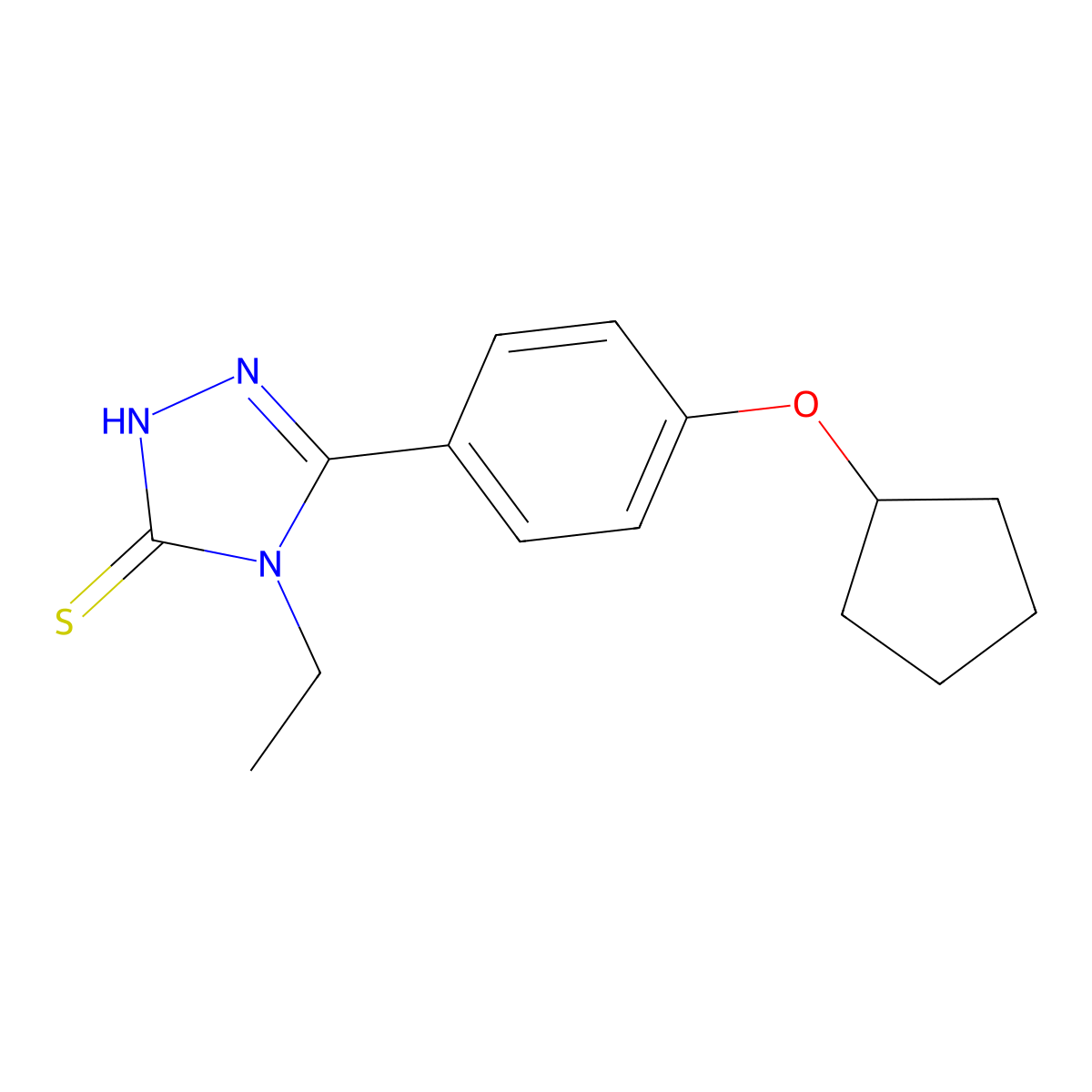 5-[4-(cyclopentyloxy)phenyl]-4-ethyl-4H-1,2,4-triazole-3-thiol molecular structure, CAS 861452-33-7
