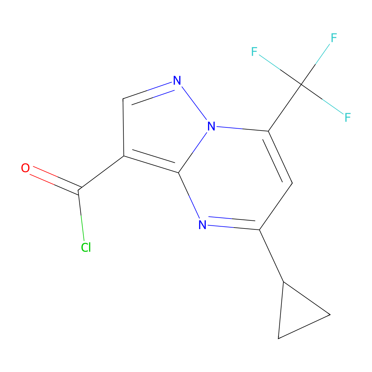 5-Cyclopropyl-7-(trifluoromethyl)pyrazolo[1,5-a]pyrimidine-3-carbonyl chloride molecular structure, CAS 861452-41-7