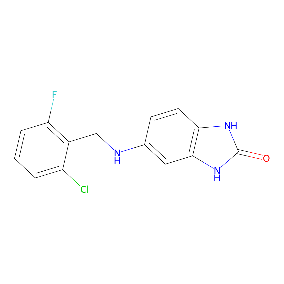 5-{[(2-chloro-6-fluorophenyl)methyl]amino}-2,3-dihydro-1H-1,3-benzodiazol-2-one molecular structure, CAS 861454-08-2
