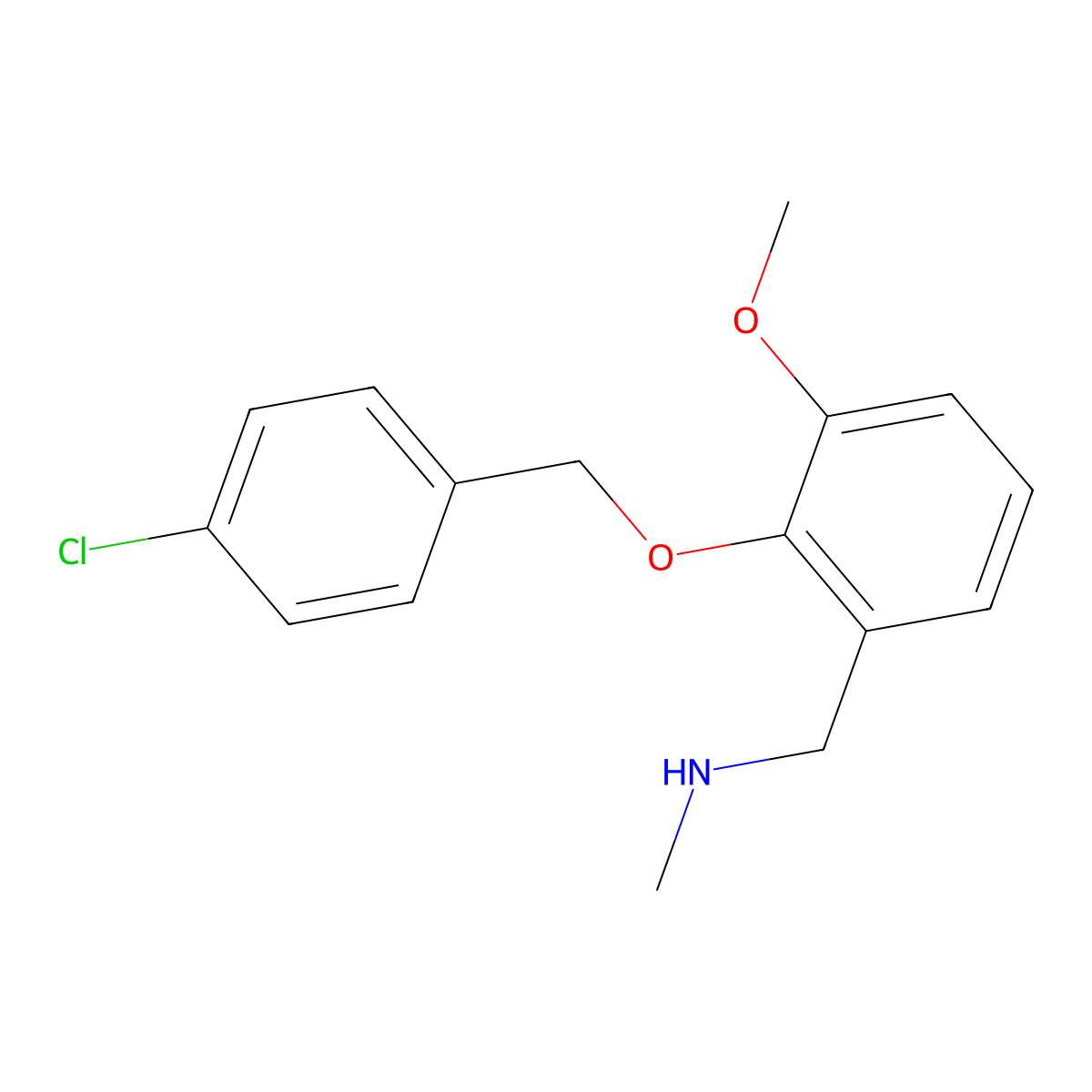N-{2-[(4-chlorobenzyl)oxy]-3-methoxybenzyl}-N-methylamine molecular structure, CAS 861454-20-8