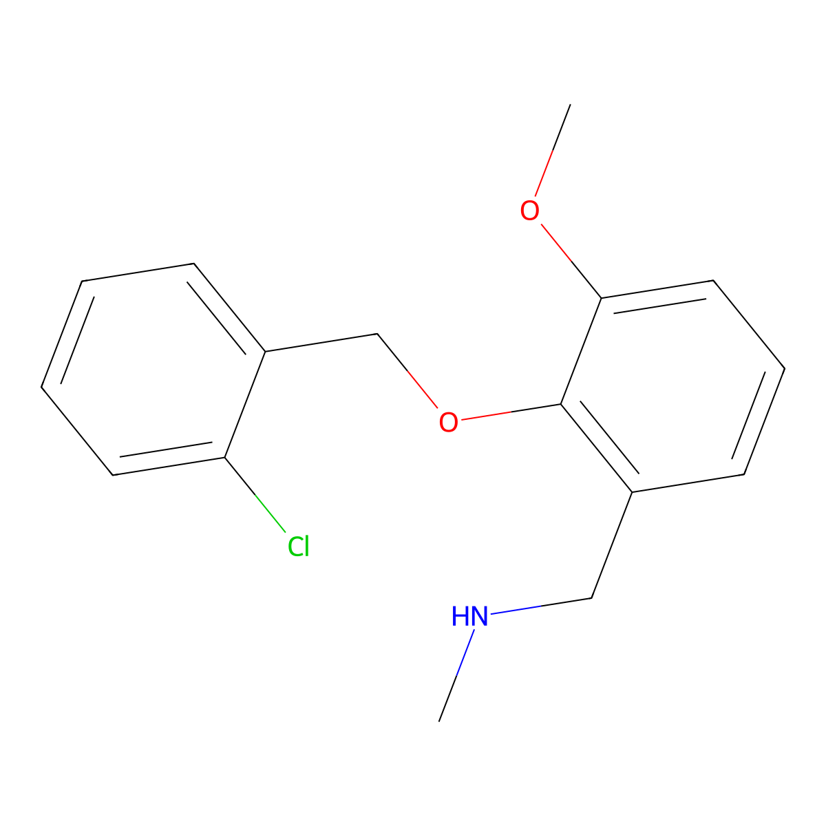 N-{2-[(2-chlorobenzyl)oxy]-3-methoxybenzyl}-N-methylamine molecular structure, CAS 861454-24-2