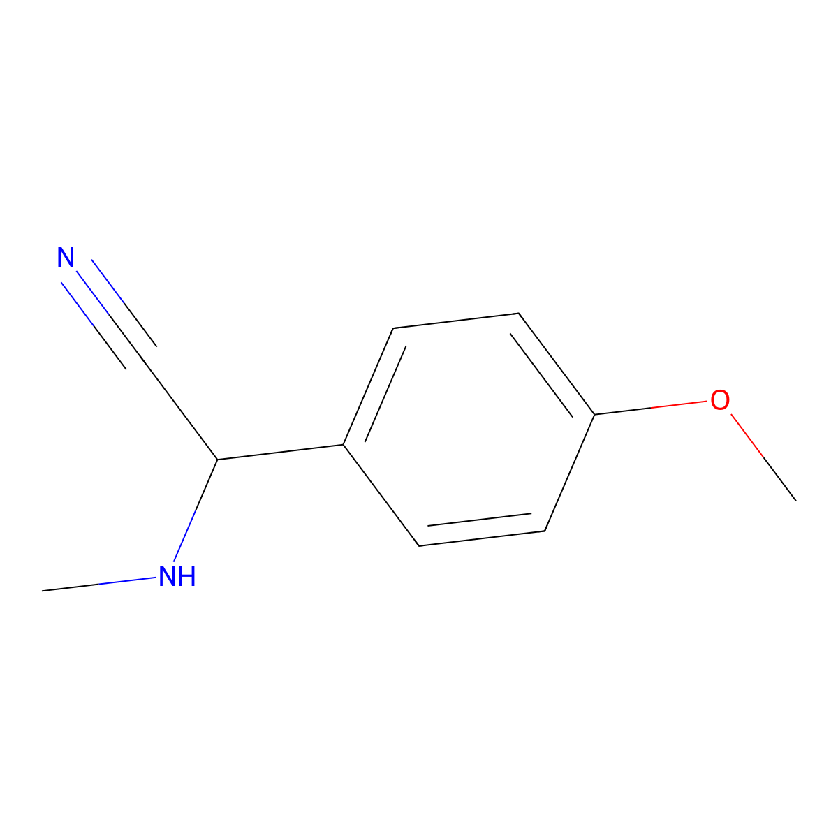2-(4-Methoxyphenyl)-2-(methylamino)acetonitrile molecular structure, CAS 86147-93-5