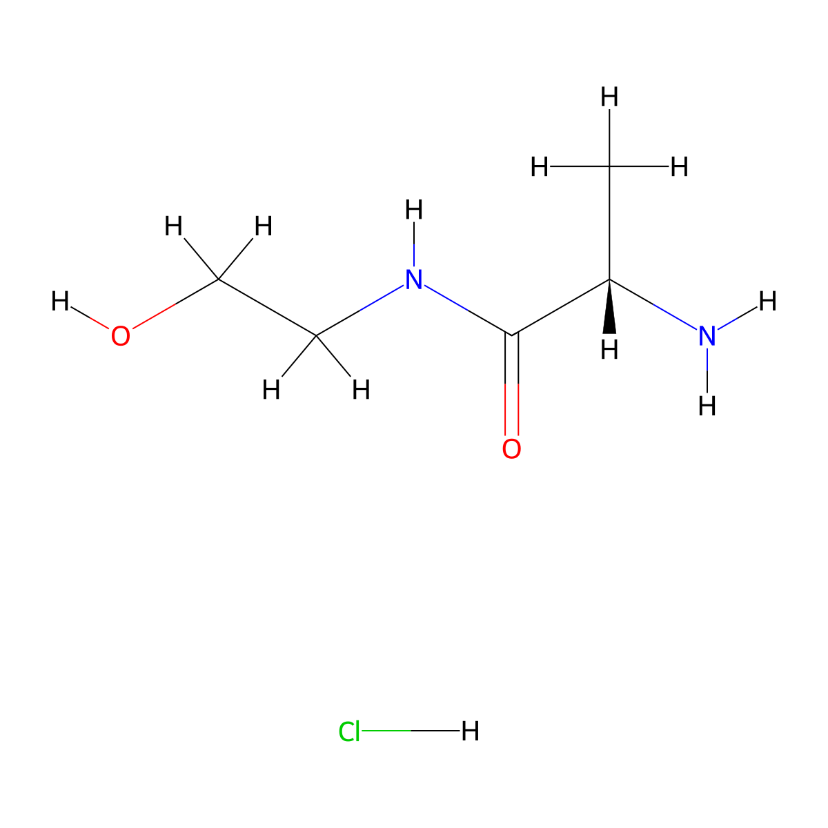 (2S)-2-amino-N-(2-hydroxyethyl)propanamide hydrochloride molecular structure, CAS 86150-09-6