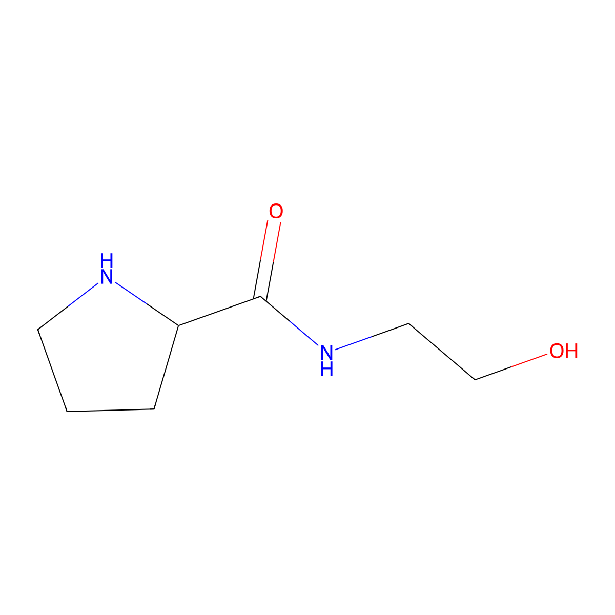 (S)-N-(2-Hydroxyethyl)pyrrolidine-2-carboxamide molecular structure, CAS 86150-21-2