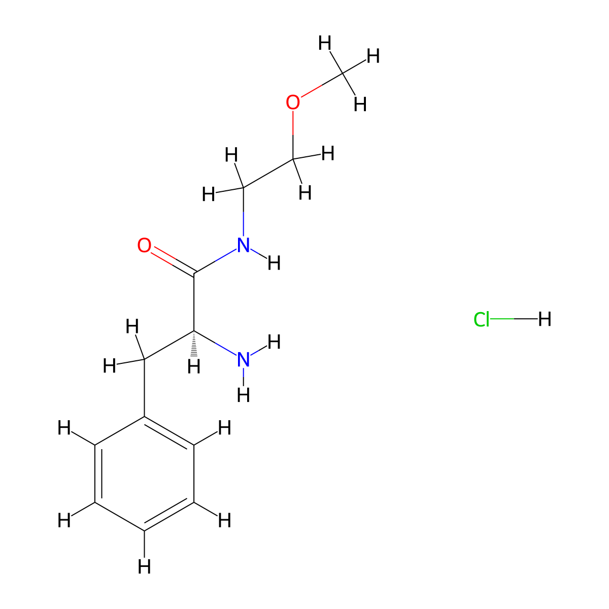 (2S)-2-amino-N-(2-methoxyethyl)-3-phenylpropanamide hydrochloride molecular structure, CAS 86150-28-9