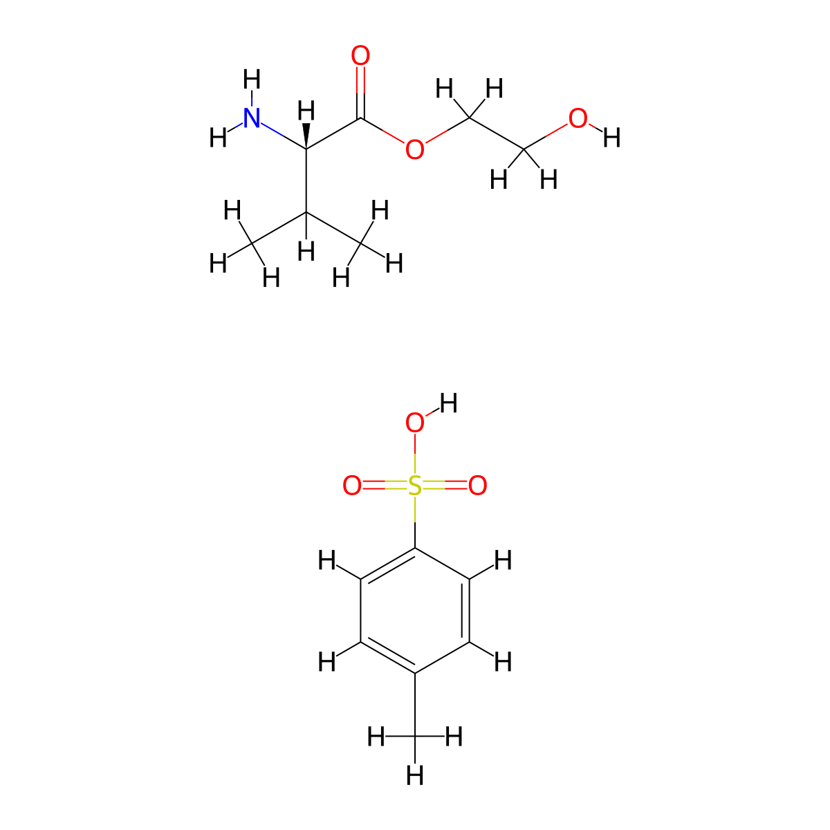 (S)-2-Hydroxyethyl 2-amino-3-methylbutanoate 4-methylbenzenesulfonate molecular structure, CAS 86150-61-0