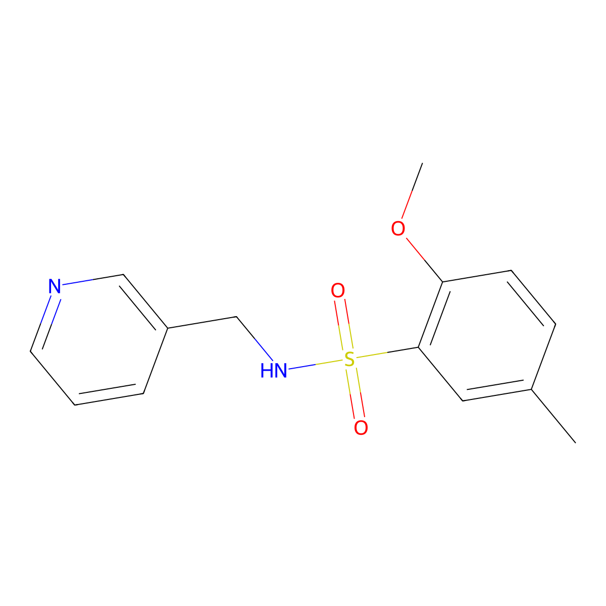 2-methoxy-5-methyl-N-(pyridin-3-ylmethyl)benzenesulfonamide molecular structure, CAS 861506-55-0
