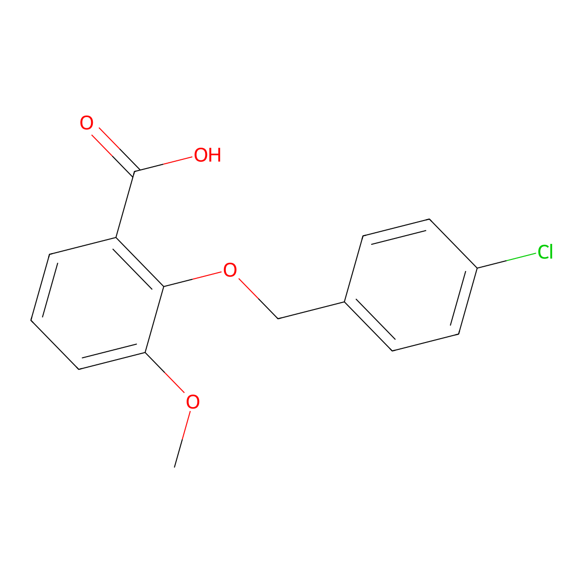 2-[(4-Chlorobenzyl)oxy]-3-methoxybenzoic acid molecular structure, CAS 861506-80-1