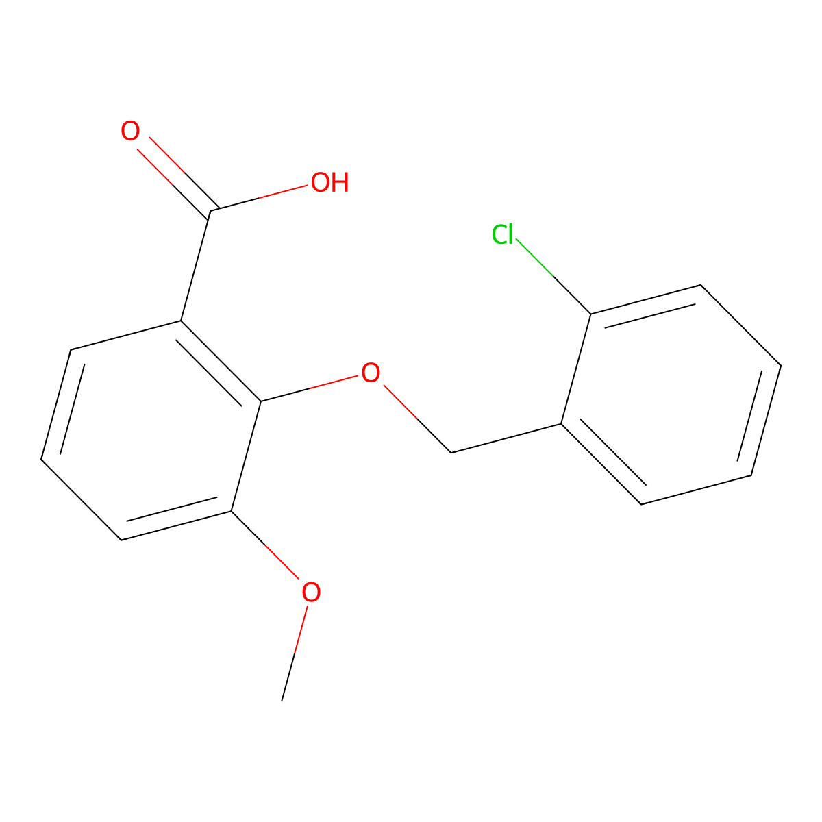 2-[(2-Chlorobenzyl)oxy]-3-methoxybenzoic acid molecular structure, CAS 861506-81-2