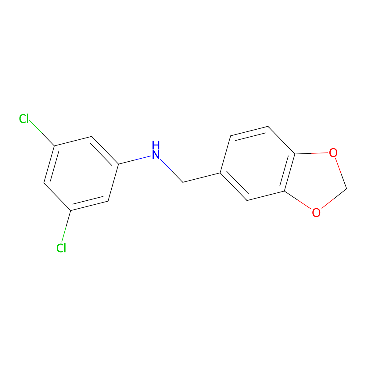 N-(1,3-benzodioxol-5-ylmethyl)-3,5-dichloroaniline molecular structure, CAS 861509-48-0