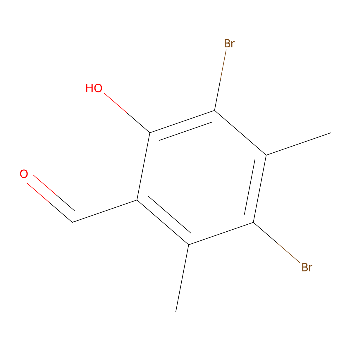 3,5-Dibromo-2-hydroxy-4,6-dimethylbenzaldehyde molecular structure, CAS 861521-89-3