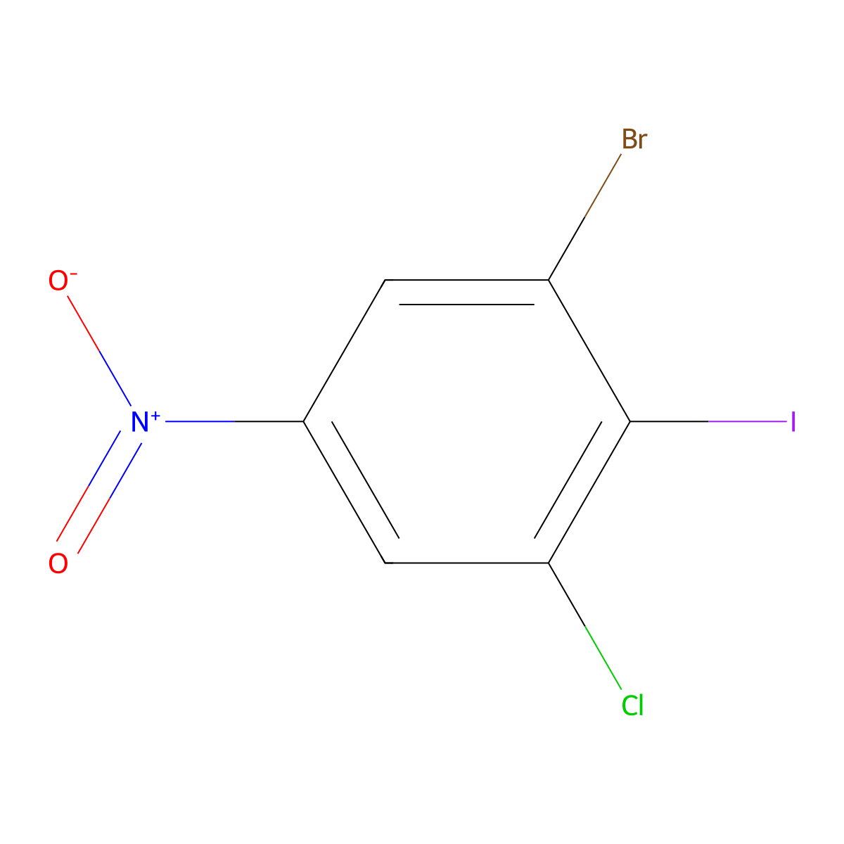 1-Bromo-3-chloro-2-iodo-5-nitrobenzene molecular structure, CAS 861529-32-0