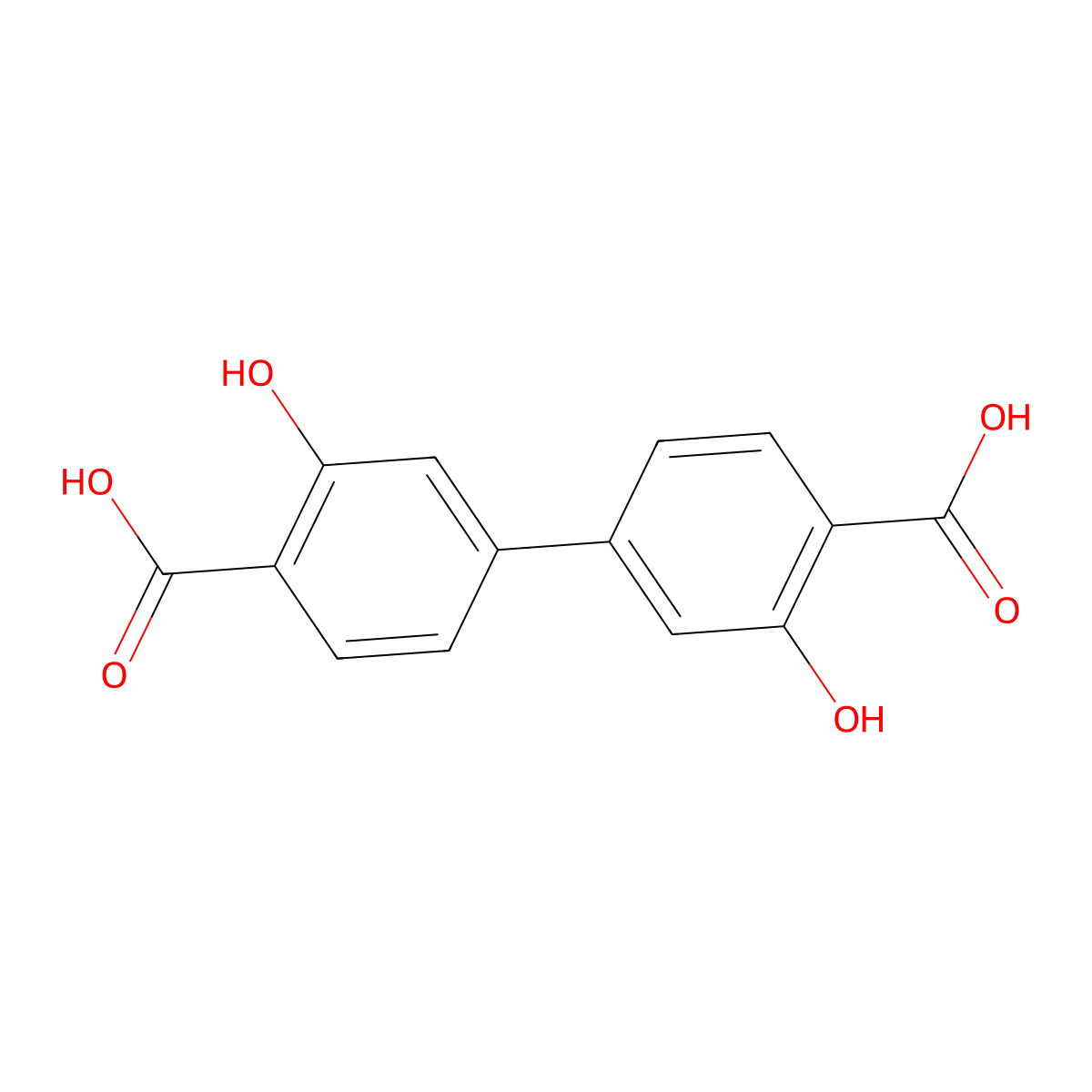 3,3'-Dihydroxy-[1,1'-biphenyl]-4,4'-dicarboxylic acid molecular structure, CAS 861533-46-2